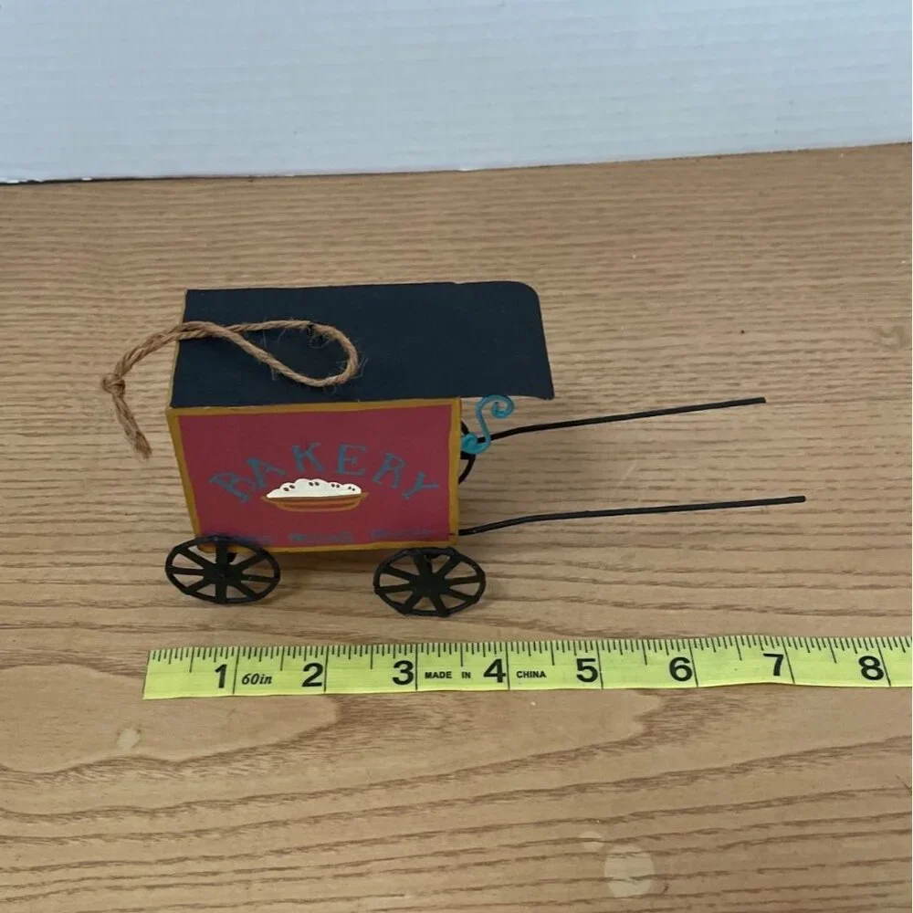 Vtg Amish Covered Wagon Christmas Ornament Hand-Painted Bakery Pleases People